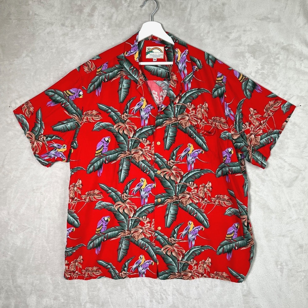 Paradise Found Shirt XXL Magnum PI Jungle Bird Parrots Hawaiian Aloha Camp